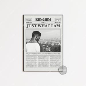 Stampa di giornale retrò di Kid Cudi, poster Just What I Am, stampa del testo di Just What I Am, poster di Kid Cudi, poster Man on the Moon, Indicud, LC3
