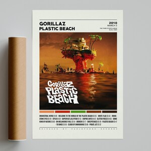 Poster dei Gorillaz / Poster di Plastic Beach / Poster della copertina dell'album, stampa artistica da parete, poster personalizzato, arredamento per la casa, Gorillaz, Demon Days, Plastic Beach