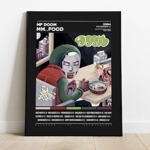 Poster MF DOOM / Poster mm... food, Poster della copertina dell'album Tracklist, Stampa artistica da parete, Poster personalizzato, Mf DOOM, mm... food