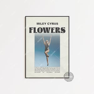 Affiches/affiches fleurs Miley Cyrus, affiche de couverture d'album, oeuvre d'art mural impression d'affiche, affiche personnalisée, Miley Cyrus, fleurs LESS341
