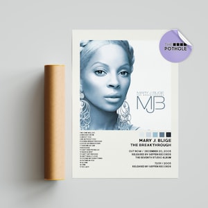 Mary J. Blige Poster / The Breakthrough Poster, Poster copertina album, Stampa poster Arte murale, Poster personalizzato, Arredamento casa