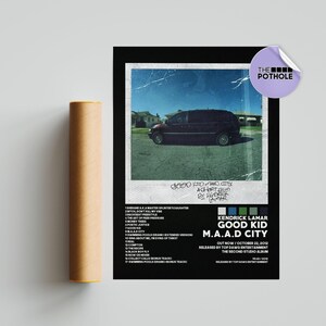 Kendrick Lamar / Poster di Kendrick Lamar / Good Kid, M.A.A.d City Poster / Poster della copertina dell'album / Poster della tracklist, Poster personalizzato, BLCK
