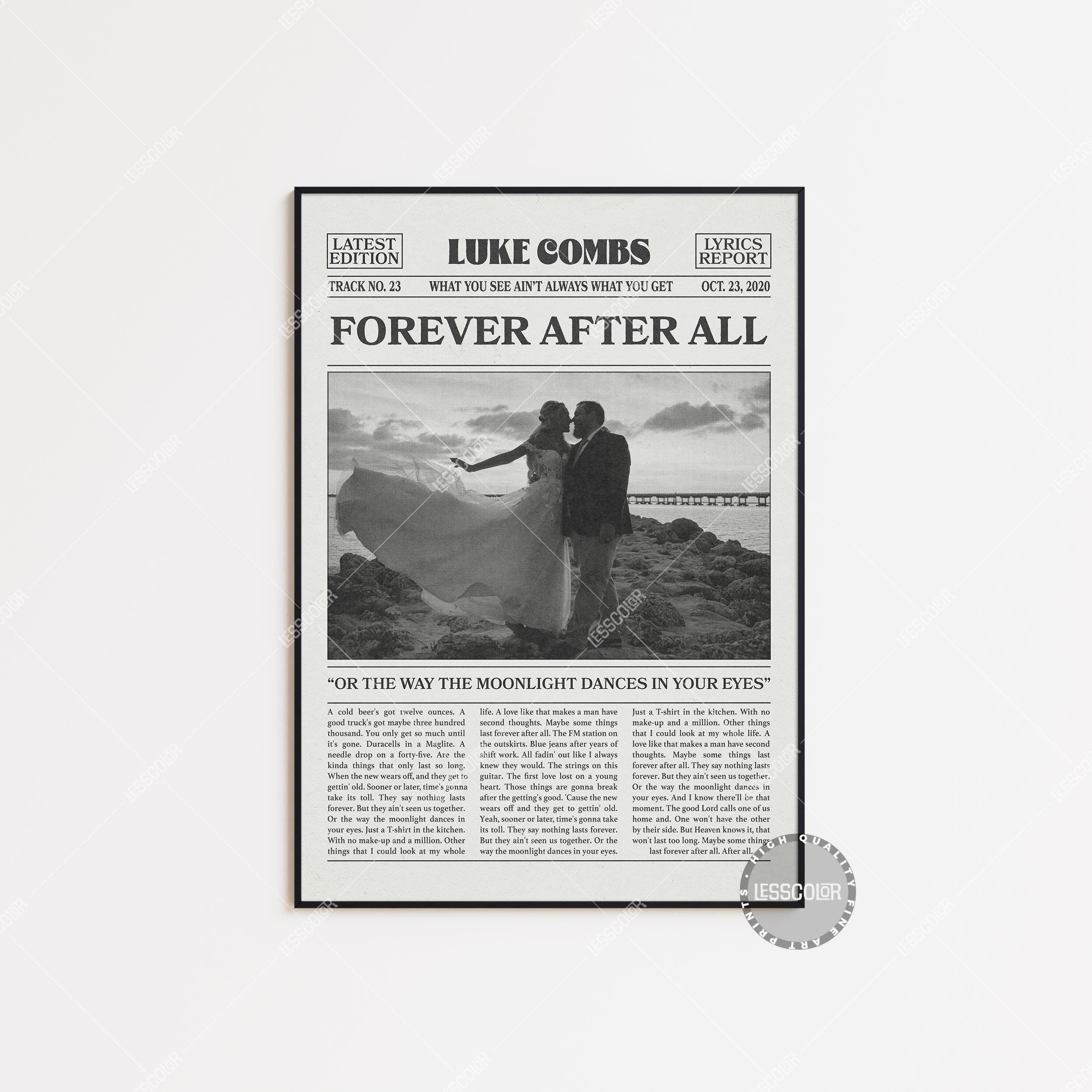 Luke Combs Retro Newspaper Print, Forever After All Poster, Forever After All Lyrics Print, Luke Combs Poster, Gettin’ Old Poster, LC3