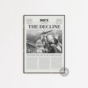 Stampa di giornale retrò dei NOFX, poster di The Decline, stampa del testo di The Decline, poster di The Decline, poster dei NOFX LC3