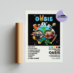 J. Balvin e Bad Bunny Poster / Poster Oasis / Poster copertina album tracklist / Poster stampa Wall Art, Bad Bunny, Oasis, J Balvin Bad Bunny
