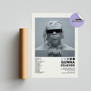 Pôster de Gunna | Pôster de DS4EVER | Gunna, pôster de capa de álbum com lista de faixas / pôster de capa de álbum com arte de parede, Lil Baby, Gunna