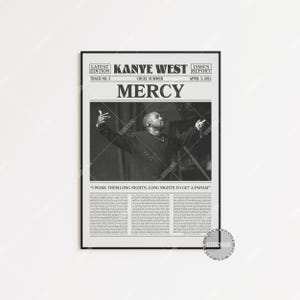 Kanye West retro krant print, poster Mercy, Mercy songtekst print, Kanye West poster, poster wrede zomer, LC3