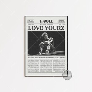 J. Cole Retro Zeitungsdruck, Love Yourz Poster, Lyric Print, J. Cole Poster, 2014 Forest Hill Drive Poster, LC3 LESS239