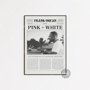 Frank Ocean Retro Zeitungsdruck, Rosa + Weiß Poster, Rosa + Weiß Text, Frank Ocean Poster, Blond, Blode Poster, , LC3 LESS188