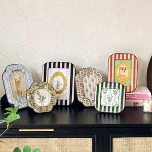 Velvet Wrapped Picture Frame – Vintage Stripe Photo Frame – Soft Romantic Keepsake for Pet or Wedding Photos –  (4x4, 4x6, 5x7)