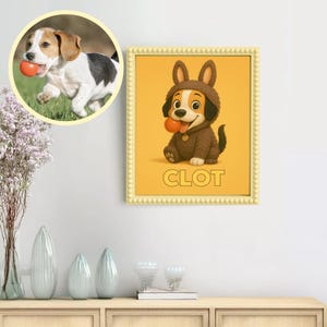 Cornice personalizzata con ritratto di animali domestici in stile Labubu – Regalo fotografico personalizzato con cane o gatto in stile animato – Regalo commemorativo unico per animali domestici o regalo di compleanno