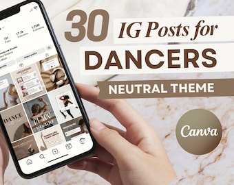 Publicaciones de baile en Instagram: Plantillas de Canva con temática neutra (30 páginas)