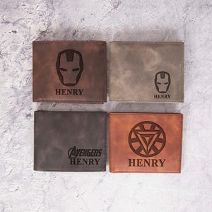 Engraved Leather Ironman Inspired Wallet – Personalized Superhero Gift