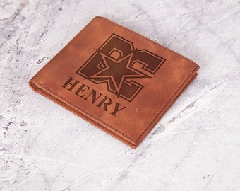 Dallas Cowboys Leather Wallet, Engraved NFL Football Fan Gift