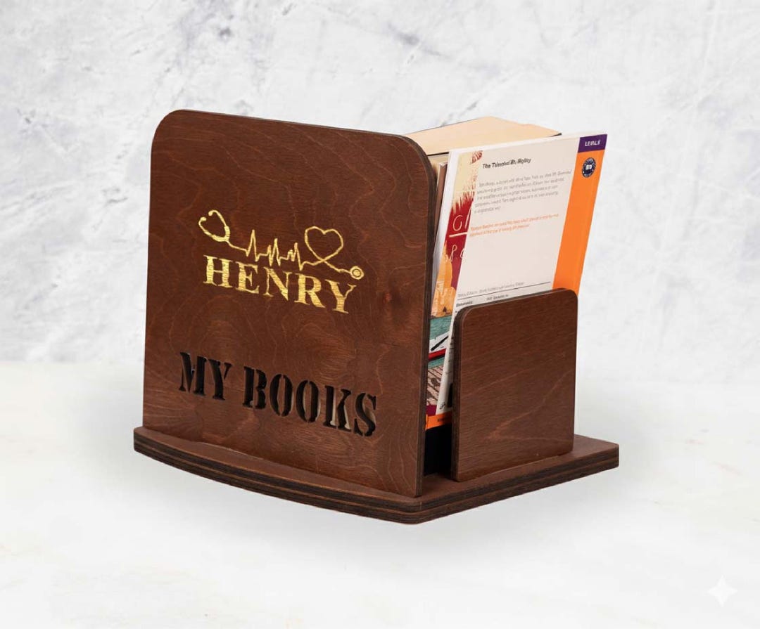 Medical Coding Book Rack Wooden Medical Staff Book Stand – Handmade Desk Organizer, Nurse ...