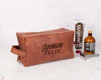 Personalized Leather Toiletry Bag: Ironman Dopp Kit, Groomsmen Gift