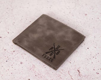 PUBG Leather Wallet, Custom Engraved Gamer Gift