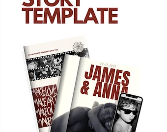 Our love story magazine template: Editable Canva boyfriend gift, personalized photo book, digital download
