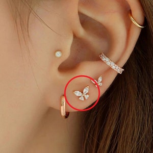 Butterfly Earring Ball Back Screw, Cartilage Helix Rook Piercing Stud, Second Lobe Earrings, Dainty Ear Stack, Hypoallergenic