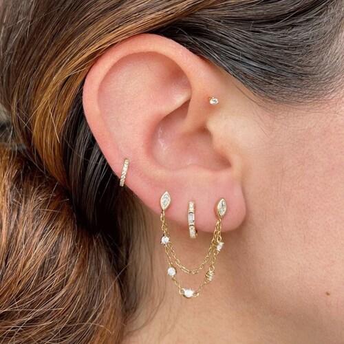 Chain earring double piercing Clearance