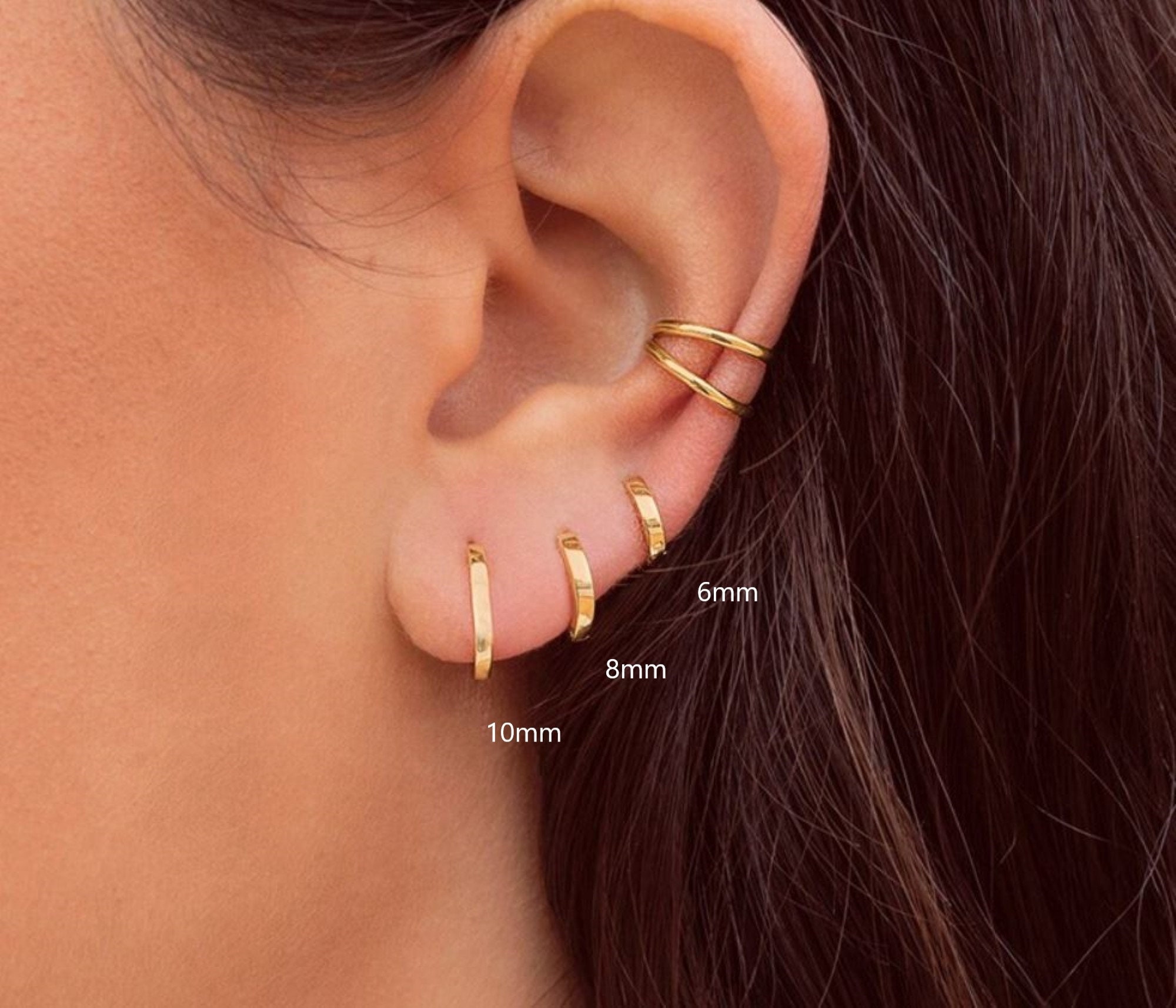 Triple lobe piercing best sale hoops