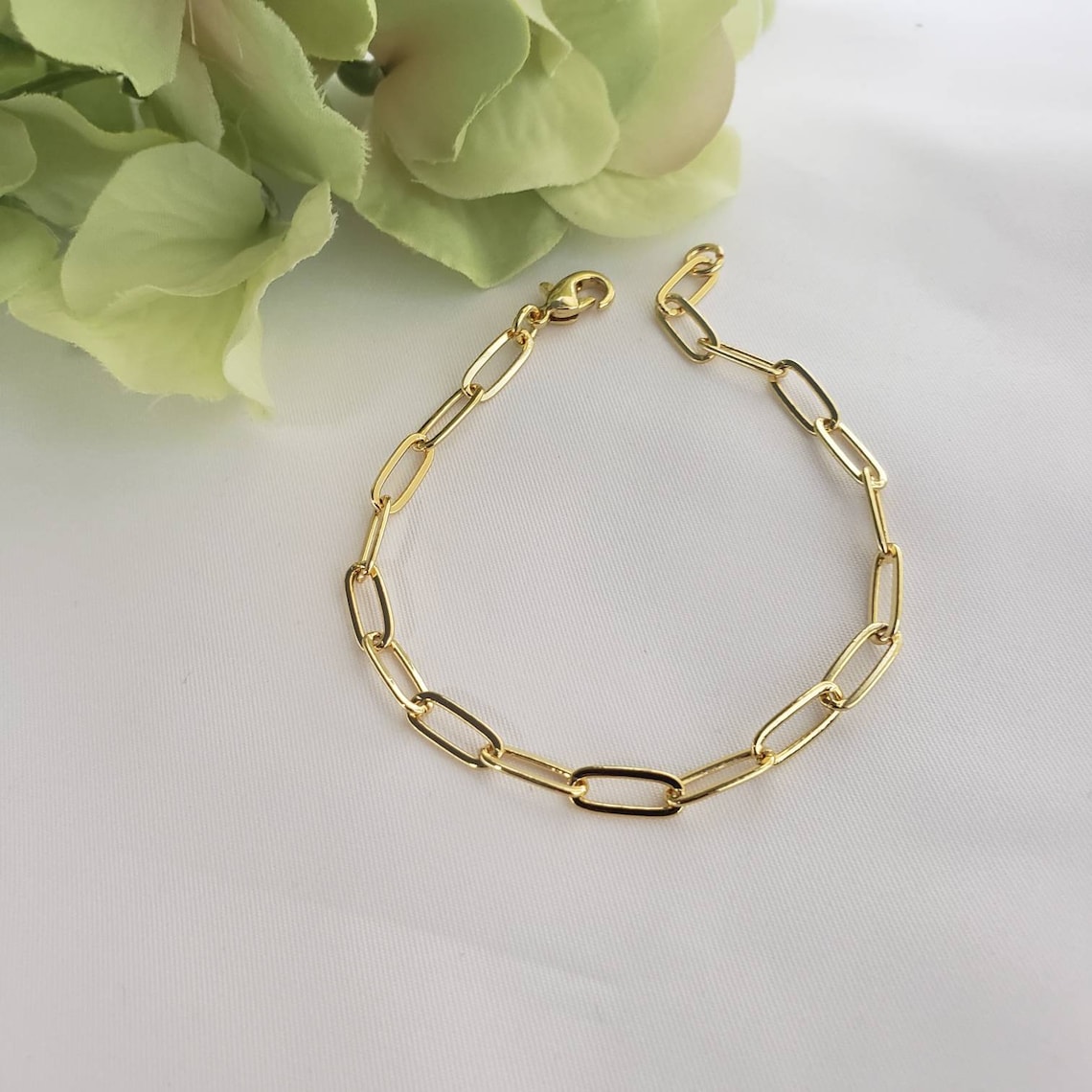 Paperclip Bracelet Gold 18K Gold Filled Paper Clip Chain Etsy