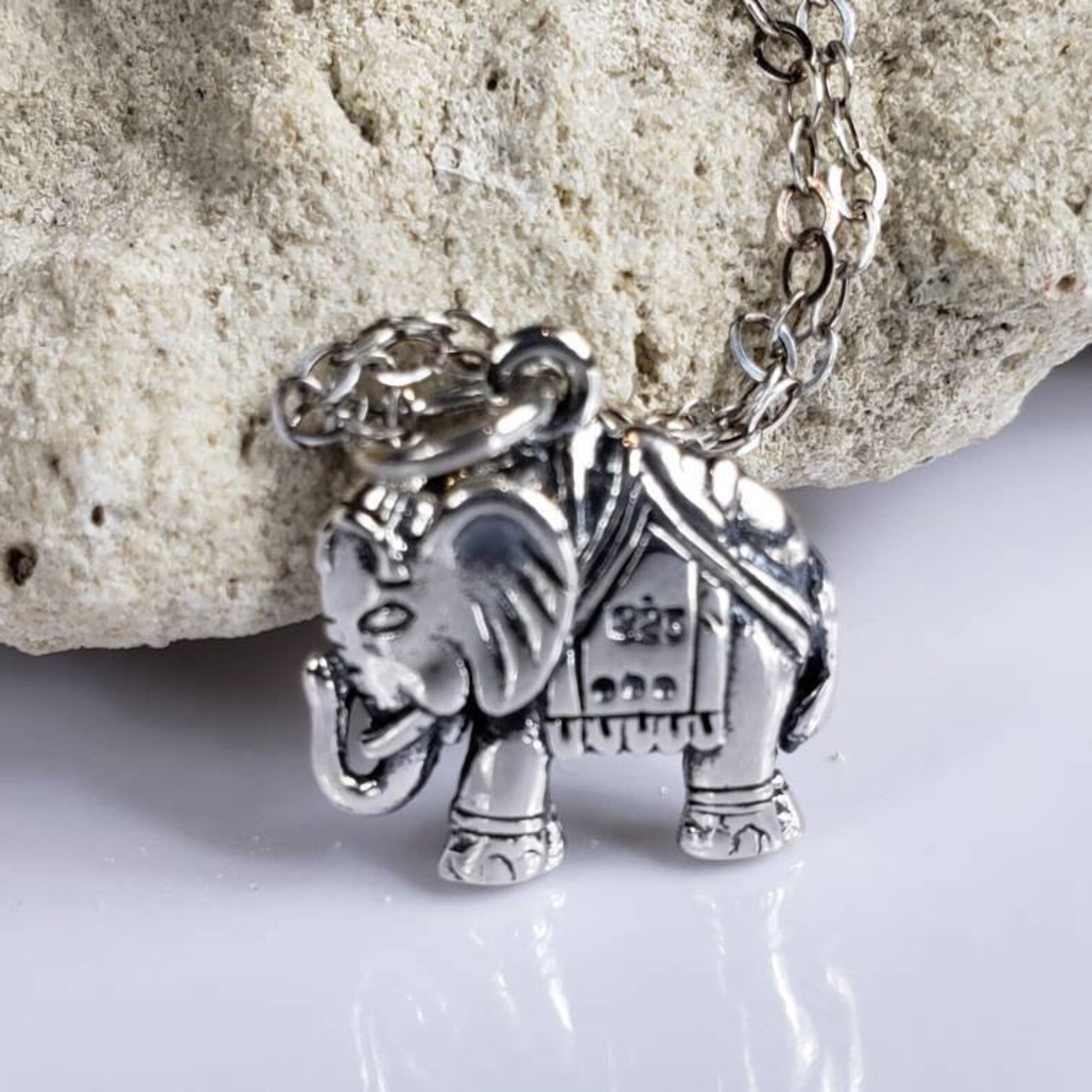 Elephant Necklace Silver / Good Luck Charm/ 925 Sterling Etsy