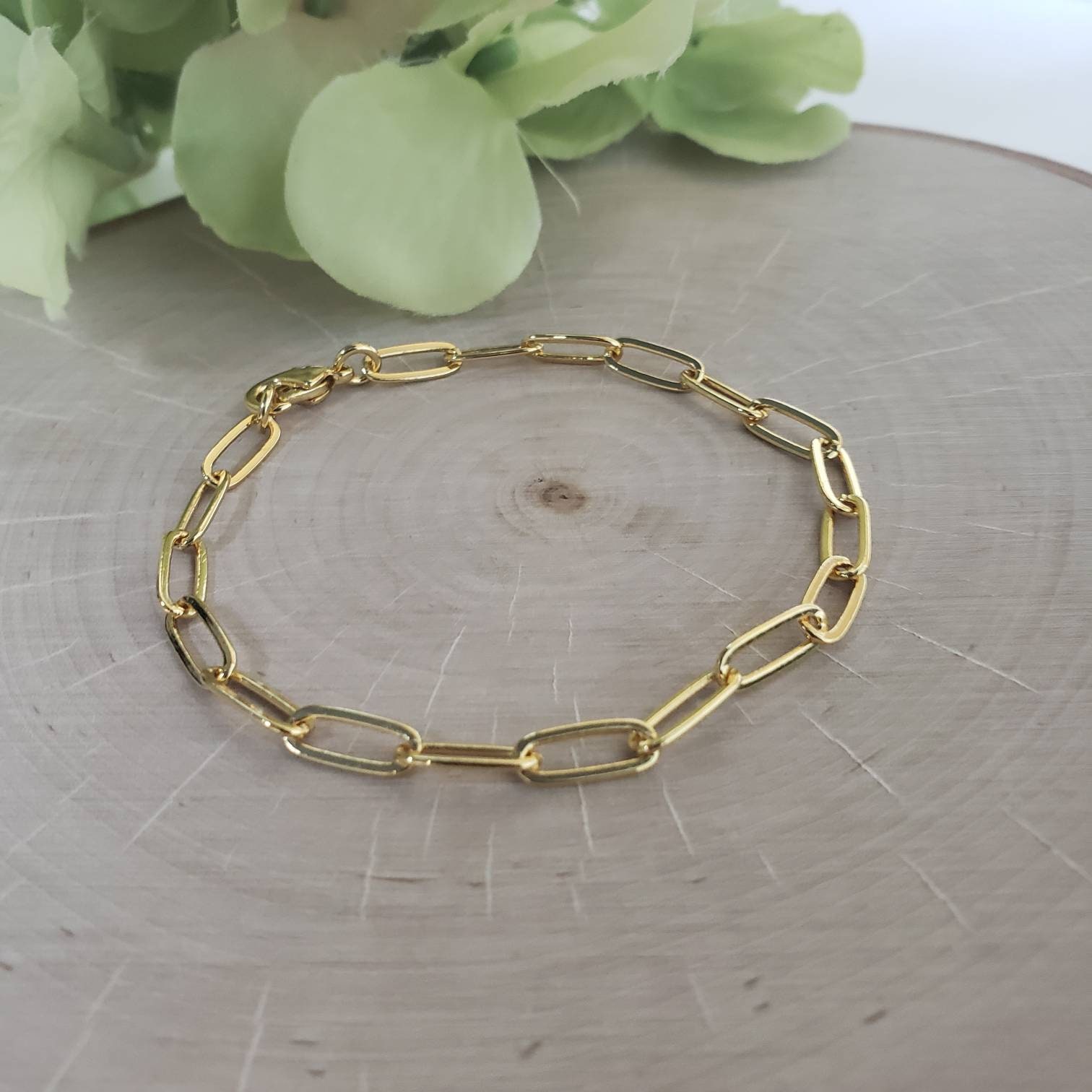 Paperclip Bracelet Gold 18K Gold Filled Paper Clip Chain Etsy