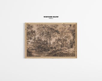 Antique Woodland Landscape Print | Moody Vintage Wall Art (Digital Download)