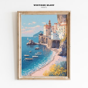 Positano Italy Art Print | Mediterranean Coastal Travel Landscape Wall Art | Digital Download | #V296