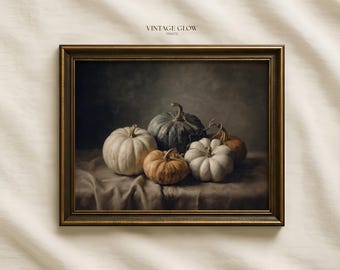 Antique Pumpkin Still Life Print | Neutral Fall Decor (Digital Download)
