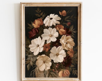 Stimmungsvoller Herbst Blumendruck | Dunkle Vintage Kunst (Digitaler Download)