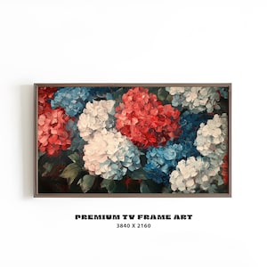 Independence Day Frame TV Art | Floral 4th of July Americana Decor | USA Summer Flowers Painting | Patriotic Screensaver | Digital Download