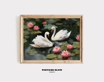 Vintage Swan Nursery Art | Pastel Cottagecore Print (Digital Download)