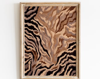 Y2K Brown Tiger & Leopard Print | Trendy Maximalist Rug-Inspired Wall Art | Digital Download | #V354