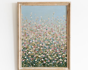 Wildflower Field Landscape Print | 19th Century Floral Art (Digital Download)