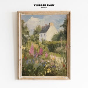 Printable Rose Garden Painting | Vintage English Cottage Wall Art | Neutral Floral Decor | Digital Download | #V86