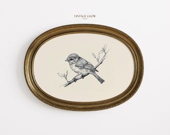 Vintage vogel lijntekening print | Minimaal rustiek natuurdecor | Digitale download | #V142