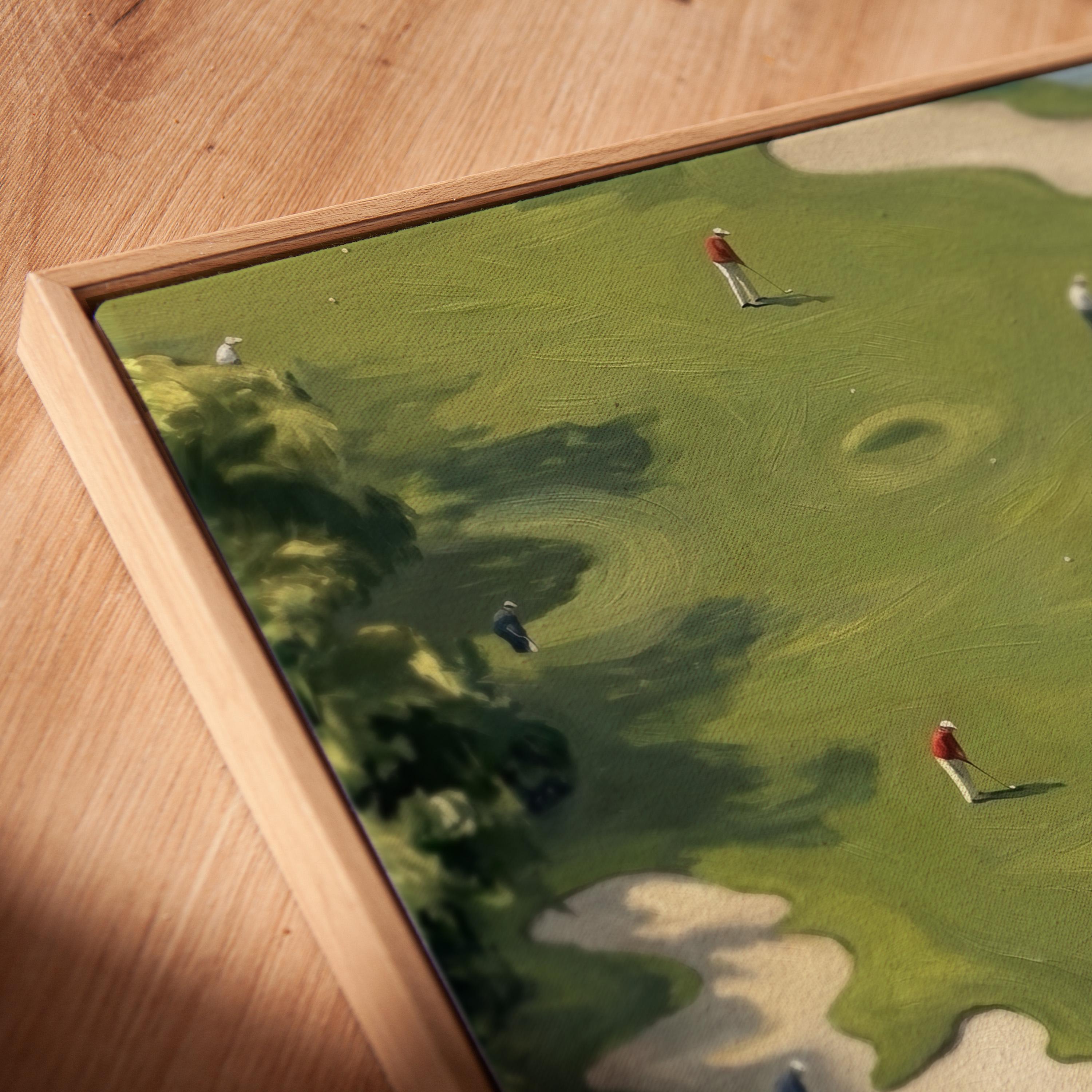 手作り　アンティークボード 　ゴルフ Tiny Golfers Art Print | Minimalist Vintage Green Abstract Golf