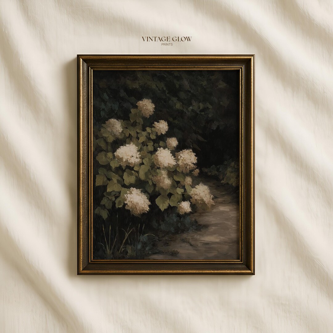 Moody Vintage Hydrangea Garden Printable Wall Art | Dark Academia ...