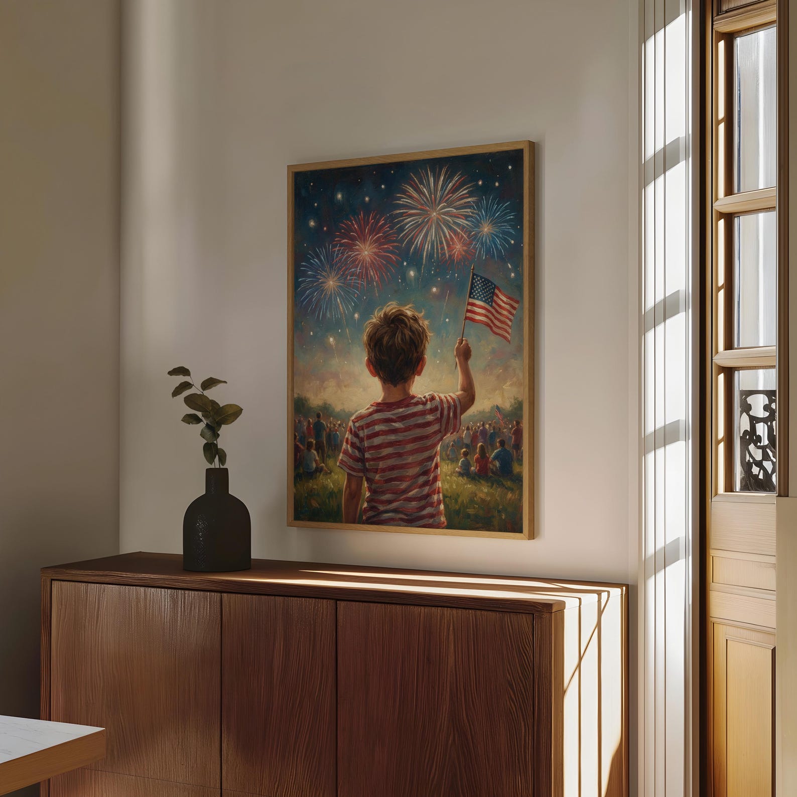 Vintage Fireworks 4th of July Printable Wall Art | Patriotic American ...
