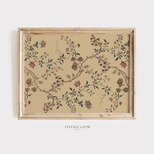 Antique Silk Textile Design PRINTABLE Wall Art | Vintage Neutral
