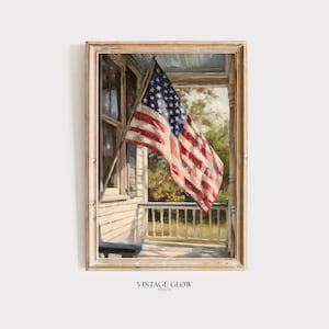 Vintage amerikanische Flagge Druck | Rustikale Patriotische 4. Juli Bauernhaus Wandkunst | Digitaler Download