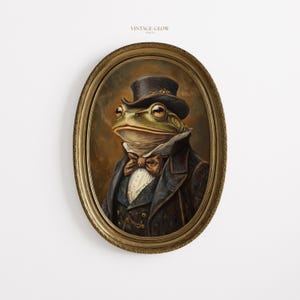 impression vintage de portrait de grenouille | Décoration murale fantaisiste et sombre du monde universitaire (téléchargement numérique)