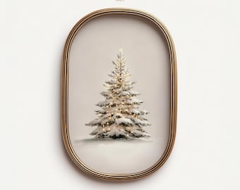 Vintage Christmas Tree Print | Neutral Winter Wall Art (Digital Download)