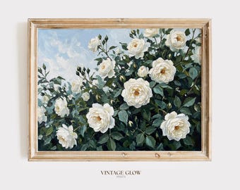 Vintage Rose Garden Art Print | Shabby Chic Floral Painting (Digital Download)