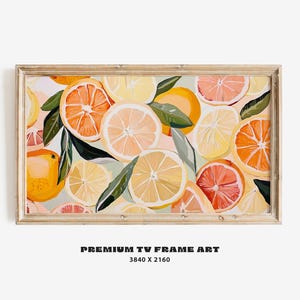 Summer Citrus Frame TV Art | Colorful Textured Painting for Spring & Summer | Vibrant Fruit Screensaver | Instant Digital Download | #FTV32