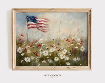 American Flag Floral Print | 4th of July Garden Art (Digital Download)