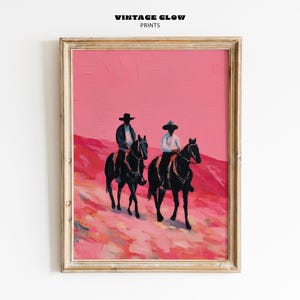 Colorful Southwestern Cowboys Print | Abstract Western Horse Painting | Modern Country Wall Art | Eclectic Cowboy Poster | Digital Download