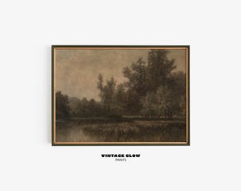 Moody Fall Landscape Print | Vintage Autumn Wall Art | Rustic Farmhouse Decor | Digital Download | #321
